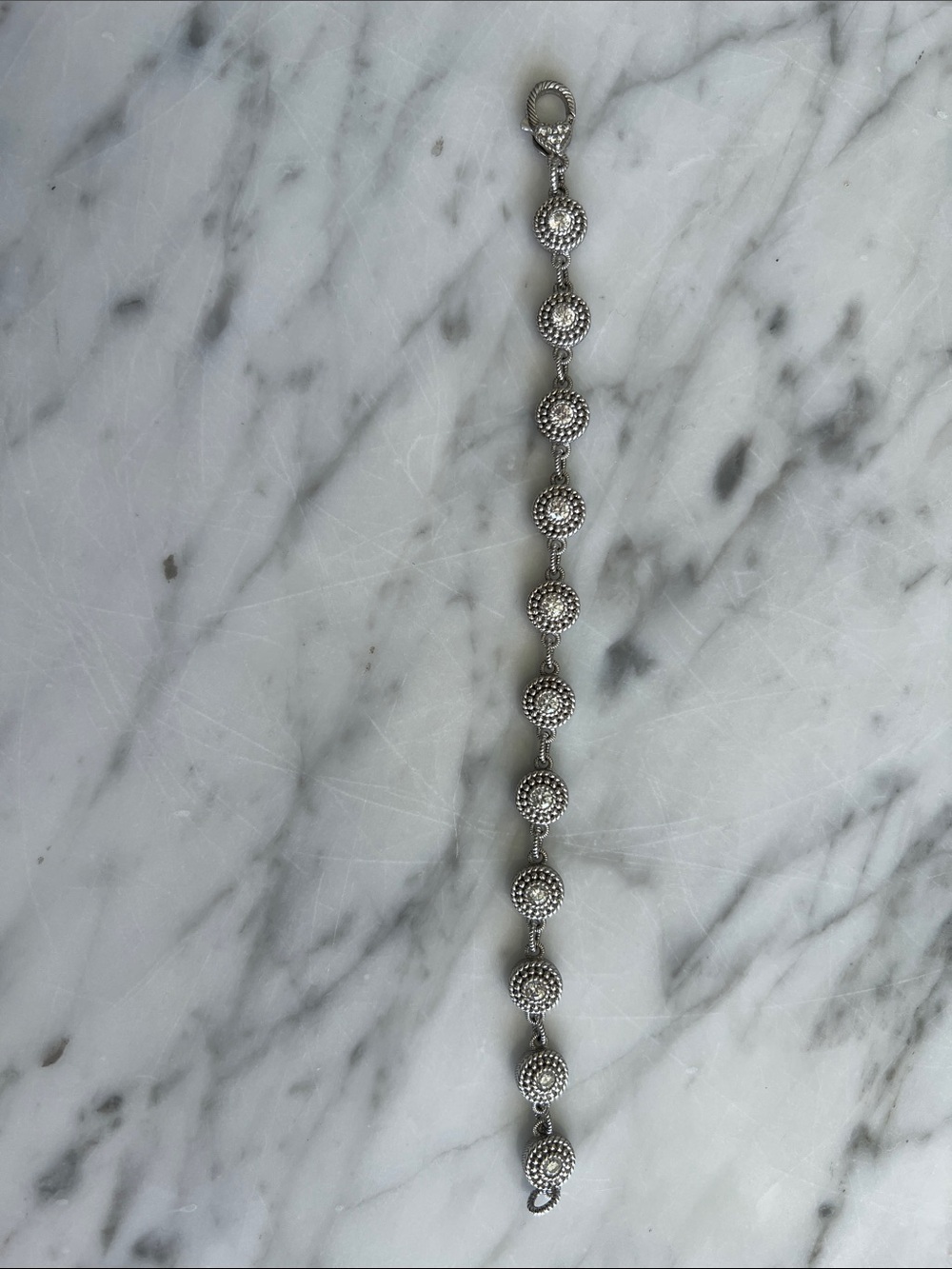 Judith Ripka Silver Beaded Disc Link Bracelet - Free Shipping!